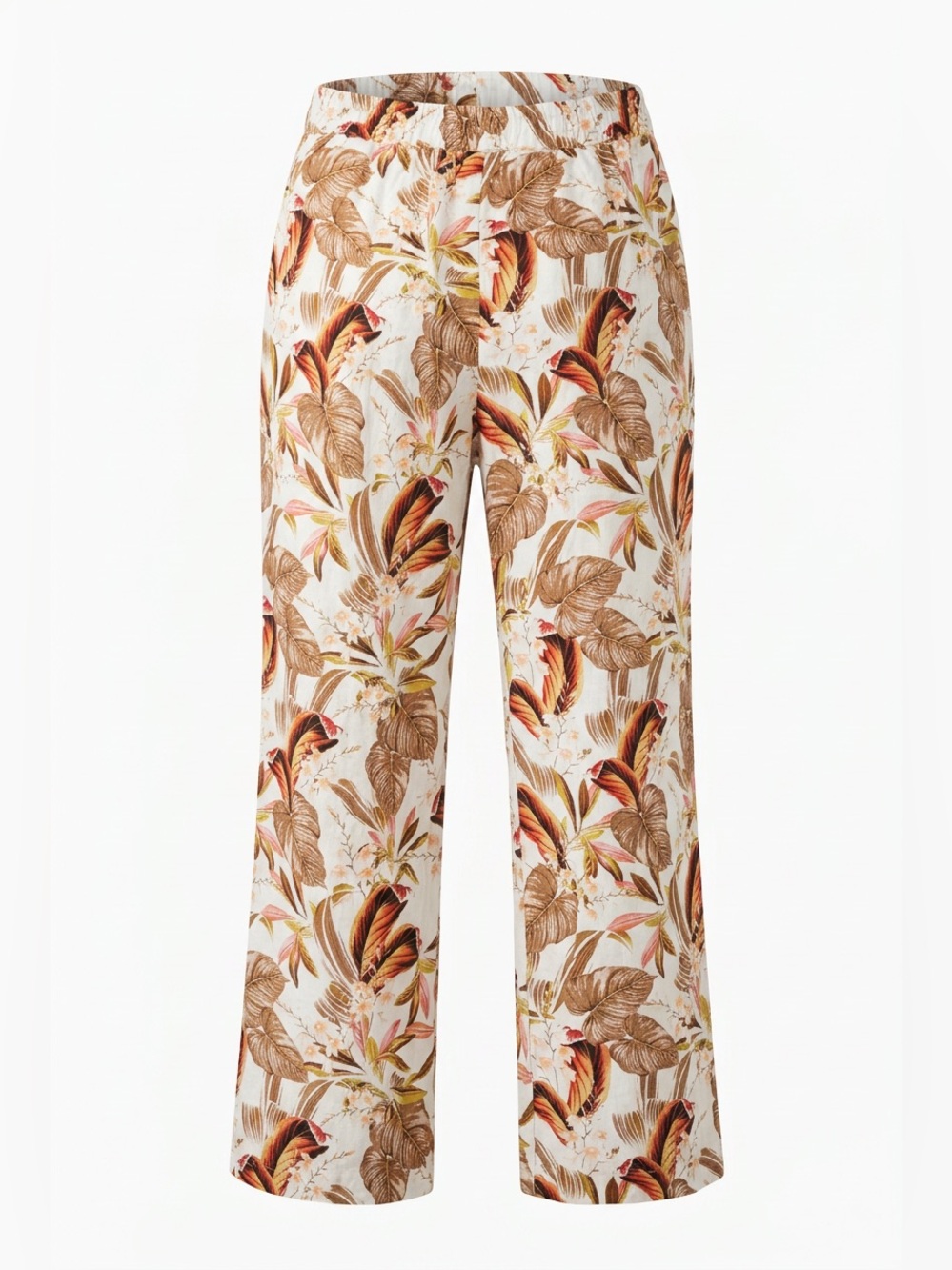 Tropical Floral Printed Wide-Leg Pants